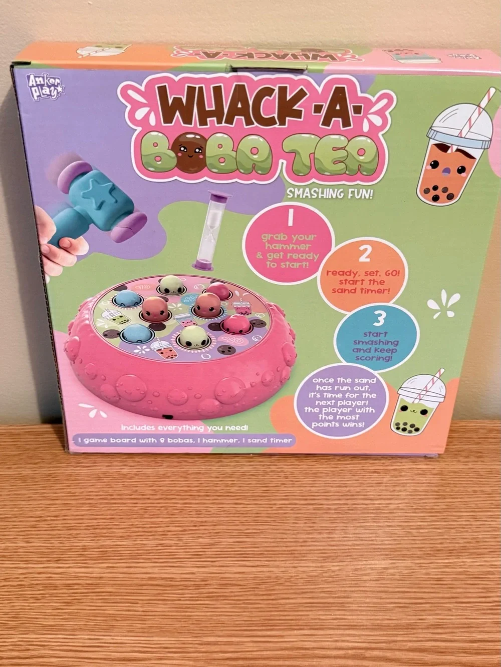 Whack-A-Boba Tea Game for Kids - Pink, Teal & Purple